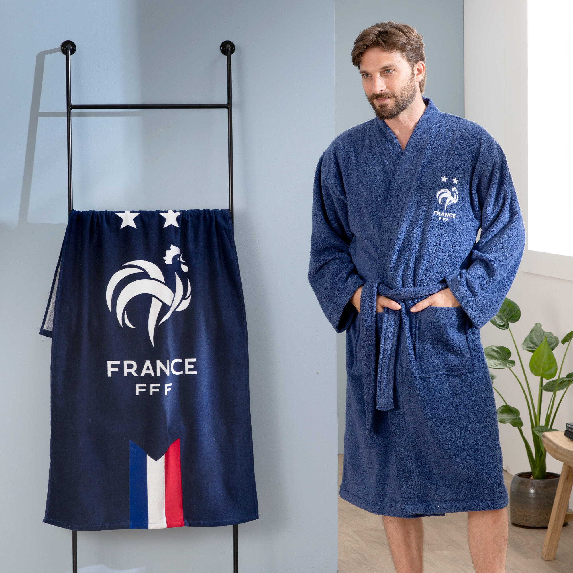 Peignoir de bain adulte 100% coton Equipe de France de football 3/7