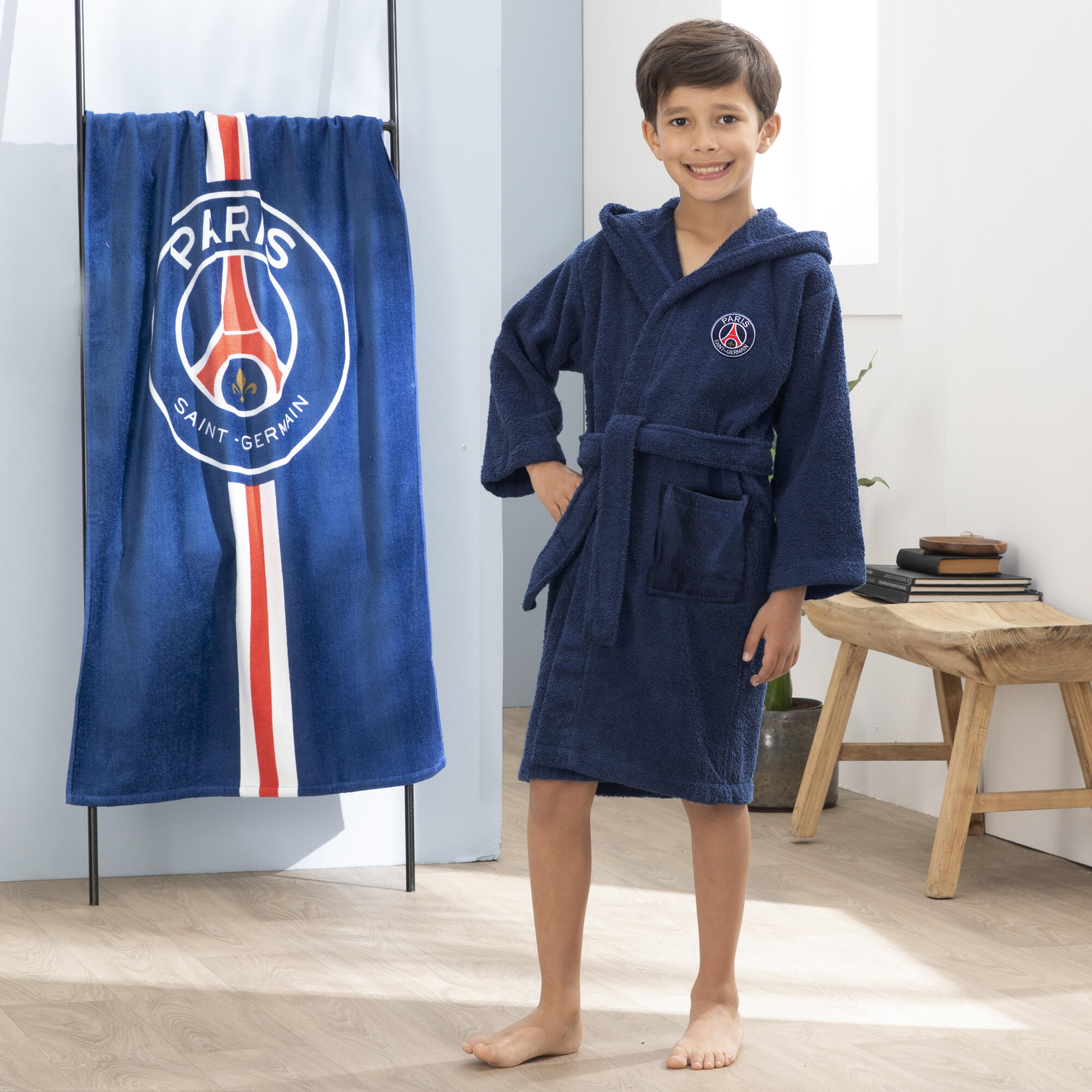 Peignoir de bain enfant 100% coton football Paris - Ruban 3/7