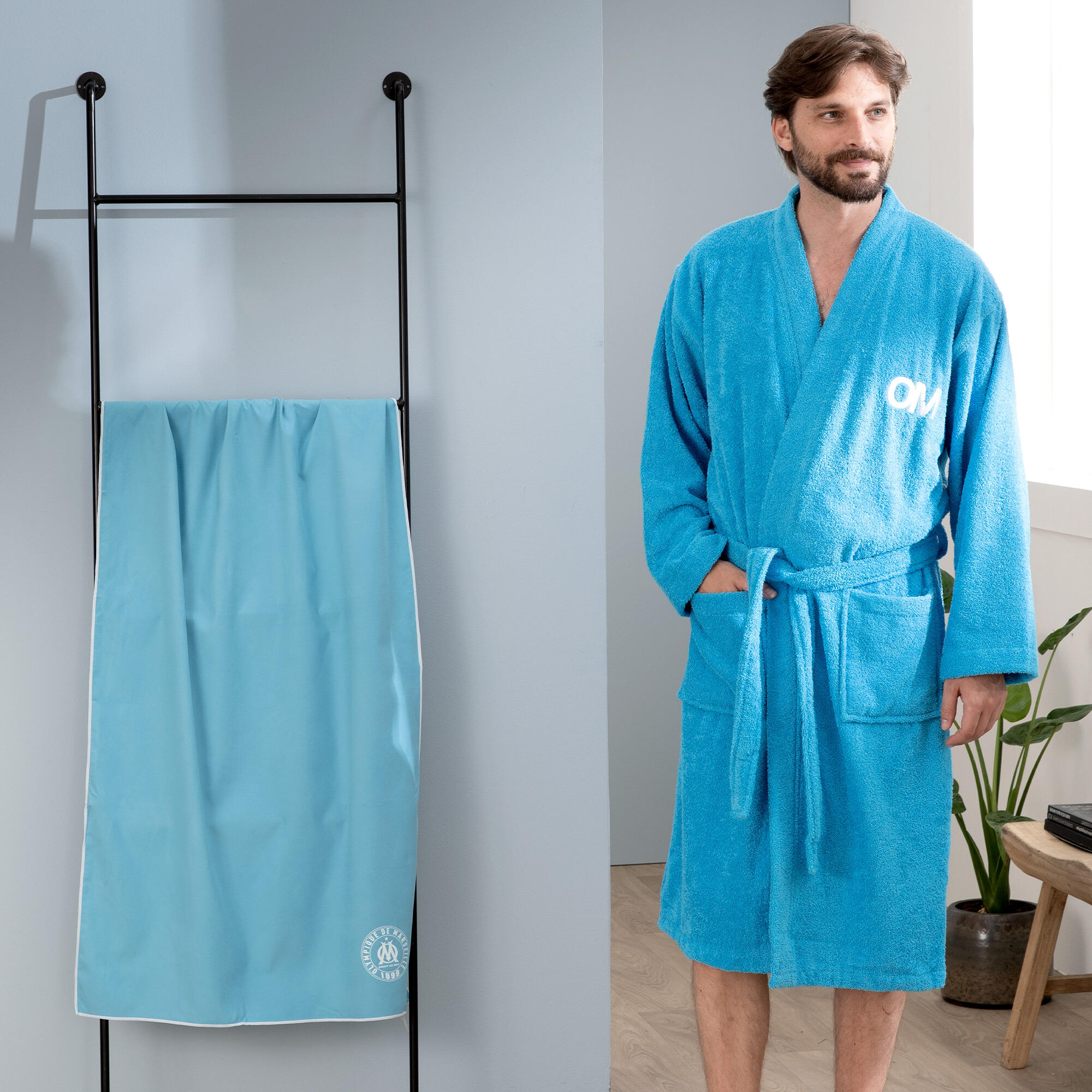 Peignoir de bain adulte 100% coton football Marseille - 1899 3/7