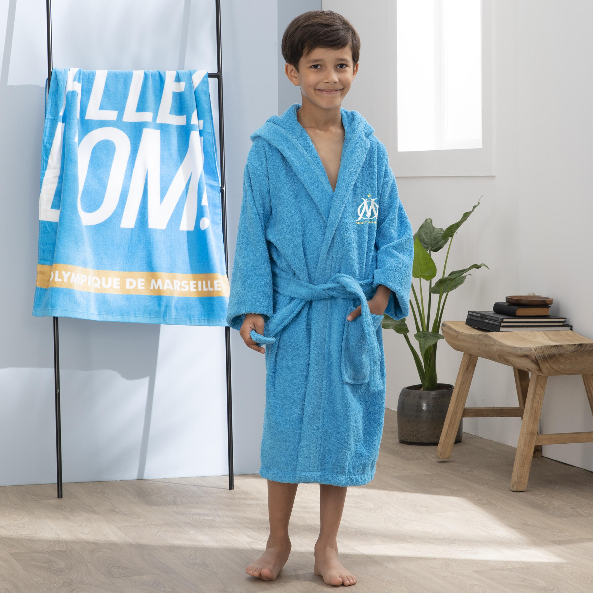 Peignoir de bain enfant 100% coton football Marseille - 2020 3/6
