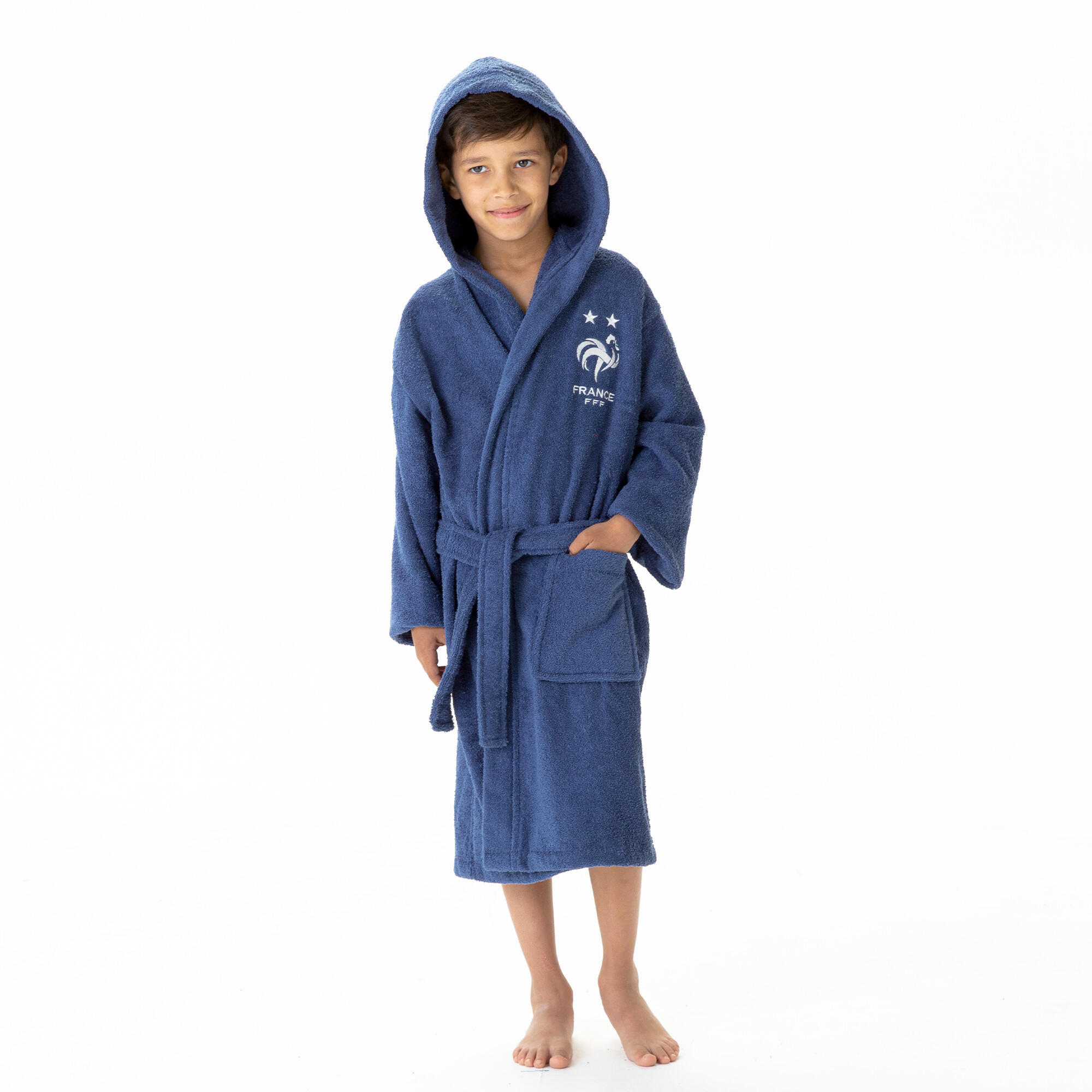 Fff - Peignoir De Bain Enfant 100% Coton Equipe De France De Football - Peignoir De Bain - Bleu - 10 À 12 Ans - Decathlon