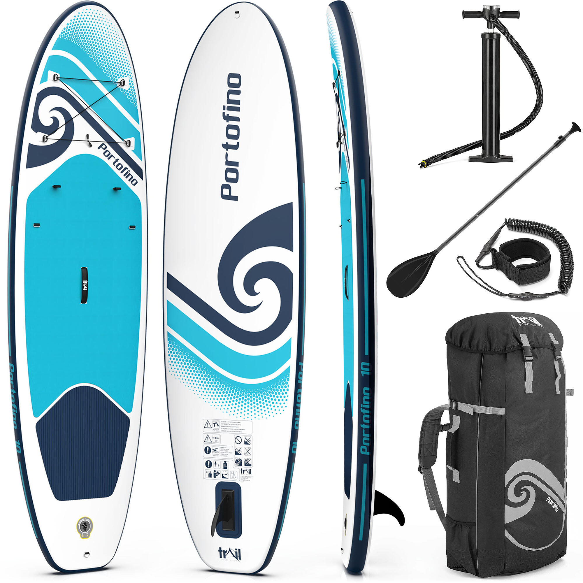 TRAIL OUTDOOR LEISURE Portofino Inflatable Paddle Board Stand Up Paddleboard SUP With Bag