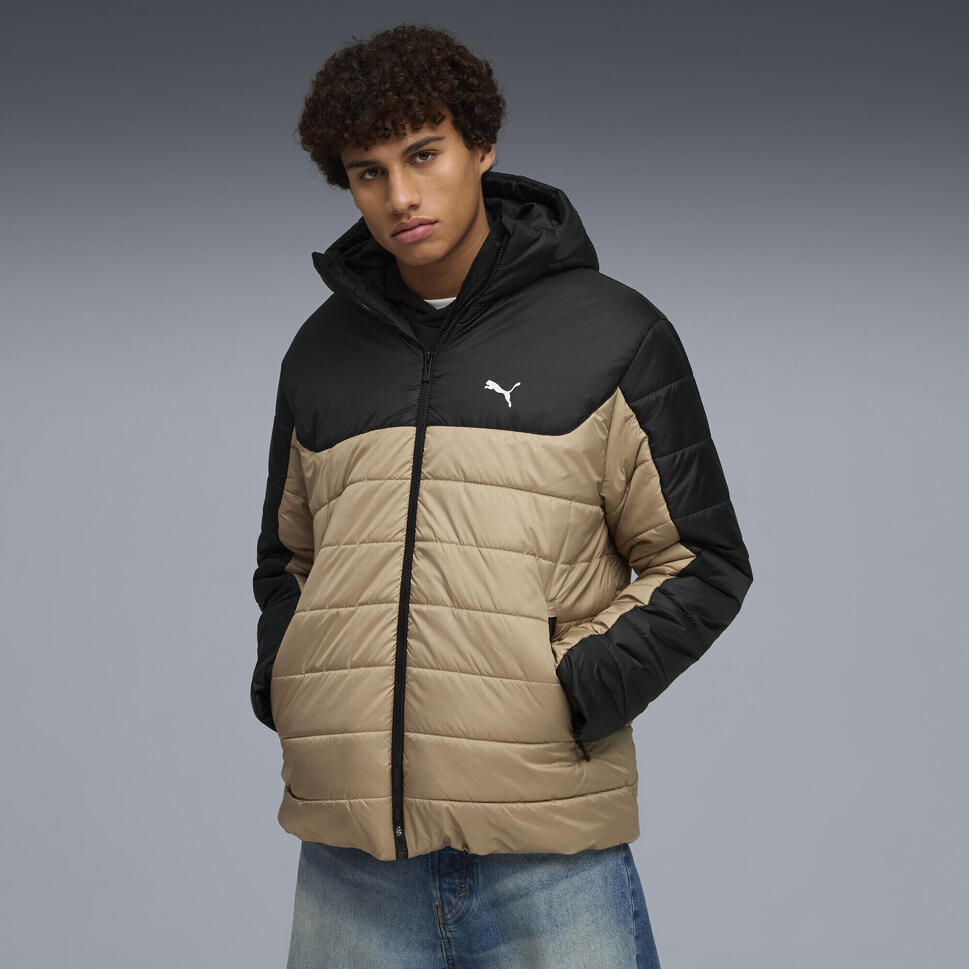 Męska kurtka wyściełana Essentials z kapturem PUMA Ice Coffee Beige