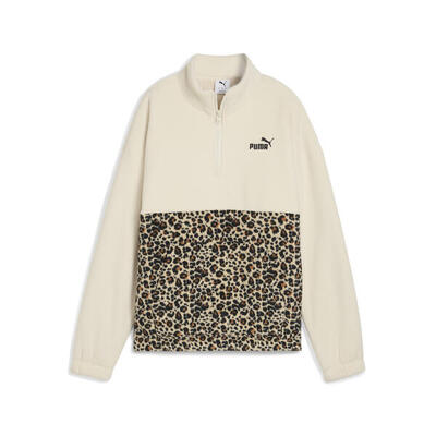 Felpa girocollo con stampa animalier Essentials da donna PUMA Alpine Snow White