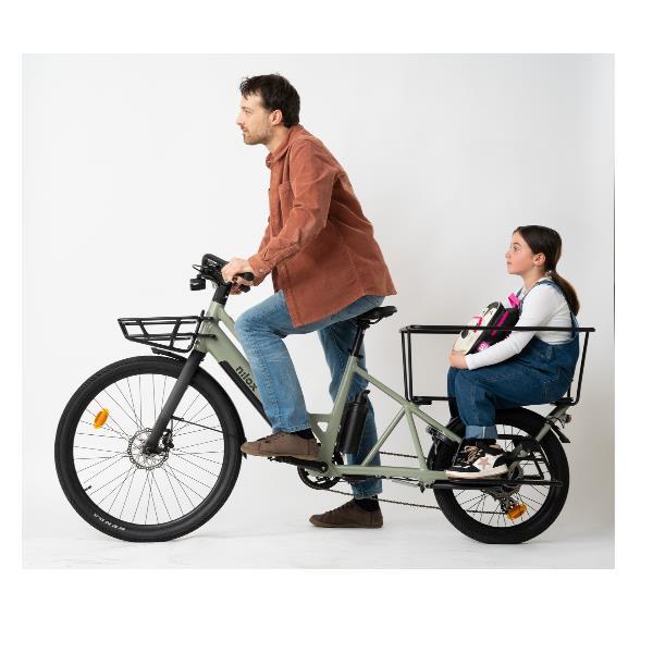 Vélo cargo électrique Nilox C3 vert 250W pour famille 7/7