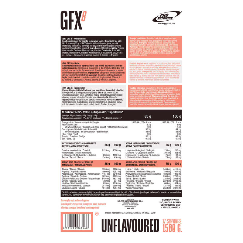 Mix proteic pentru crestere rapida, GFX-8, Natur, 1500g