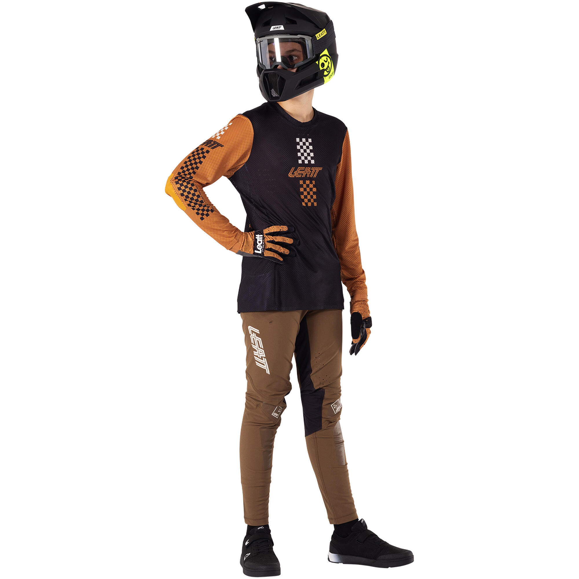 MTB-Trikot Gravity 4.0  elastisch und bequem Braun Kinder 6/7