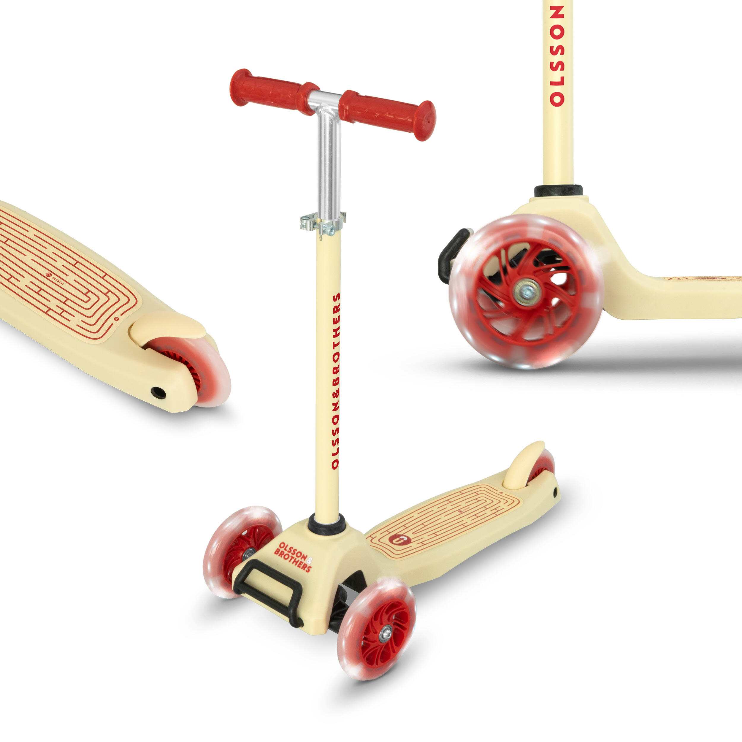 Olsson And Brothers - Trottinette Enfant Roues Led Olsson Pop - Abec 9, Hauteur Réglable 77-98 Cm - Trottinette - Beige - Taille Unique - Decathlon