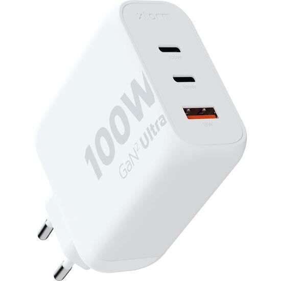 Xtorm 100W GAN2 Ultra Oplader - 3-Poorten USB C Adapter met USB-C / USB-A - Wit