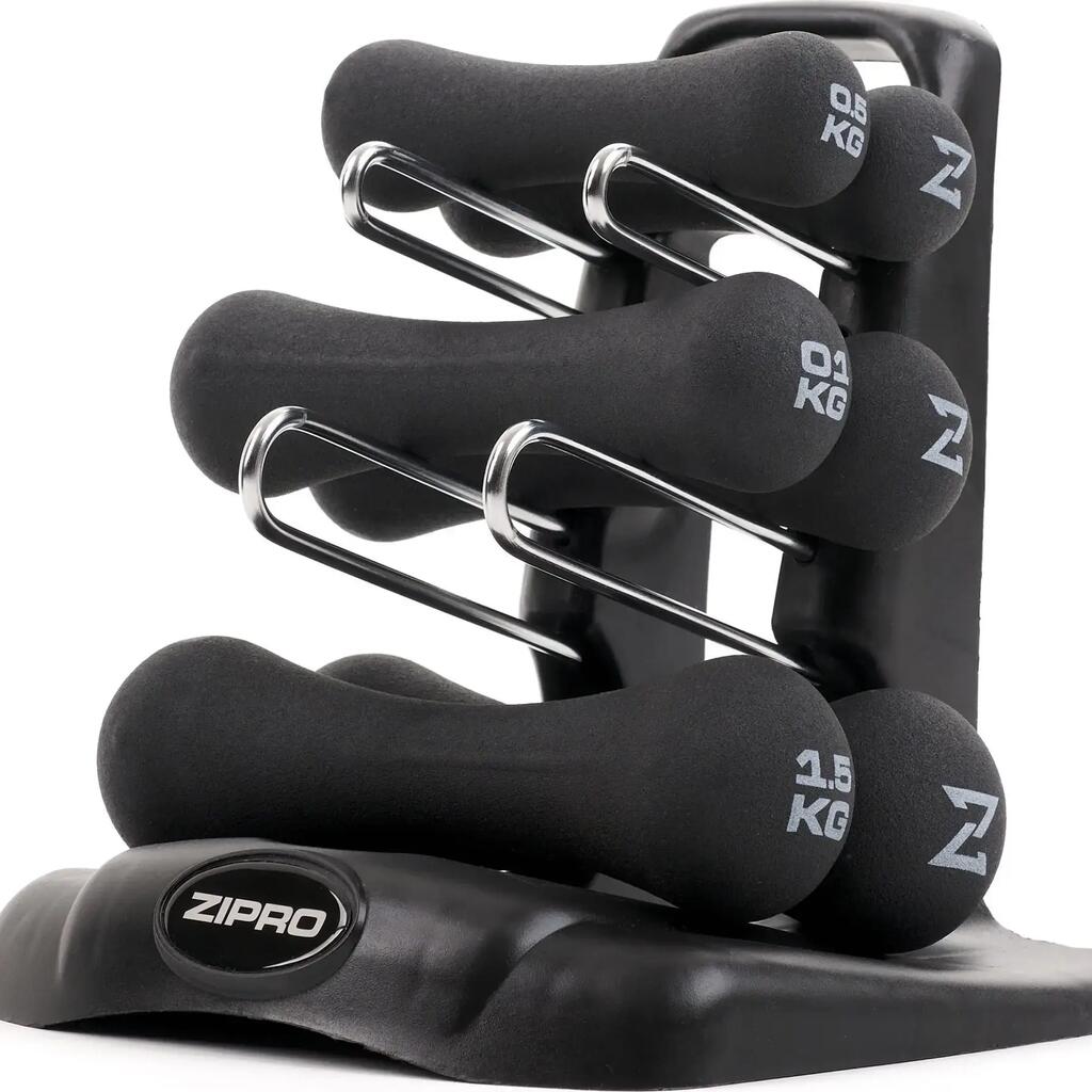 ZIPRO Neoprene Dumbbell Set 6 kg with Stand