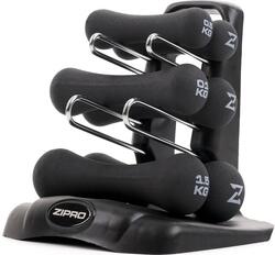 Ensemble d'haltères en néoprène Zipro 6 kg support