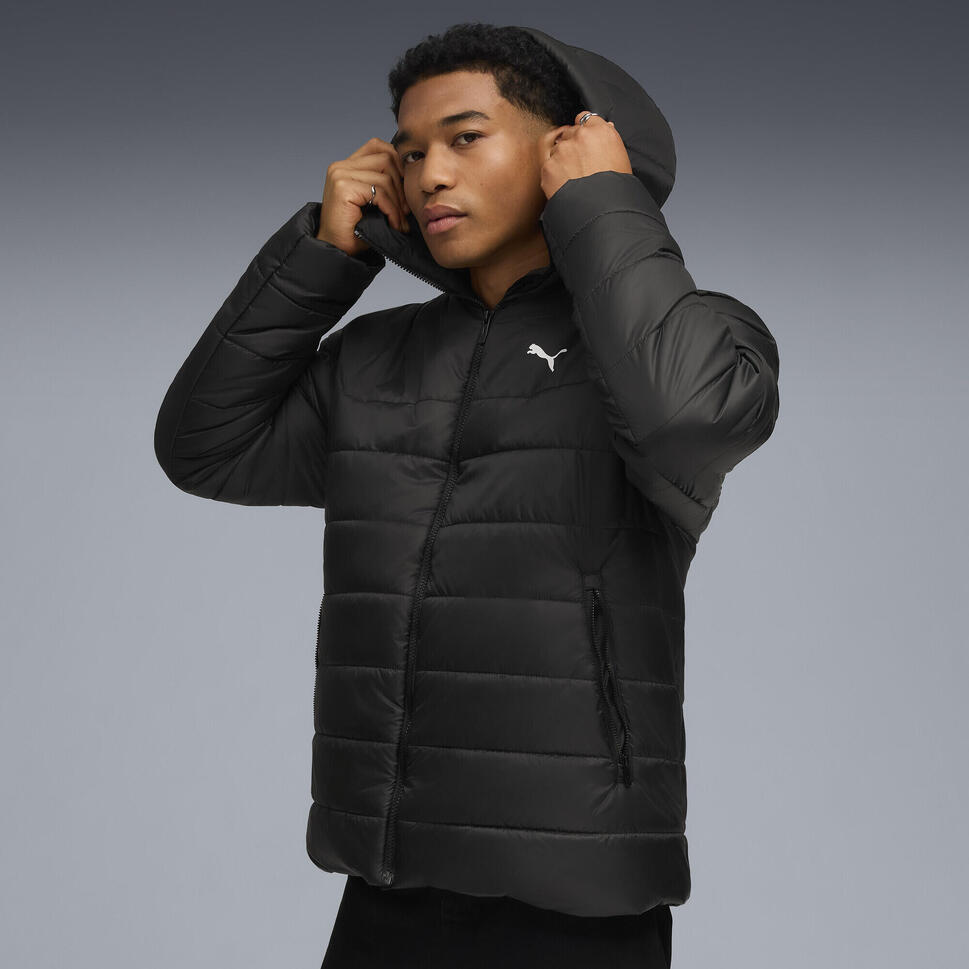 Męska kurtka wyściełana Essentials z kapturem PUMA Black
