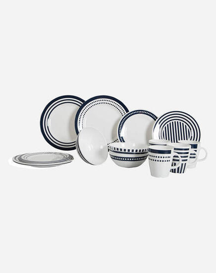 Marine Line - Vaisselle - Bleu beta - 16 Pièces
