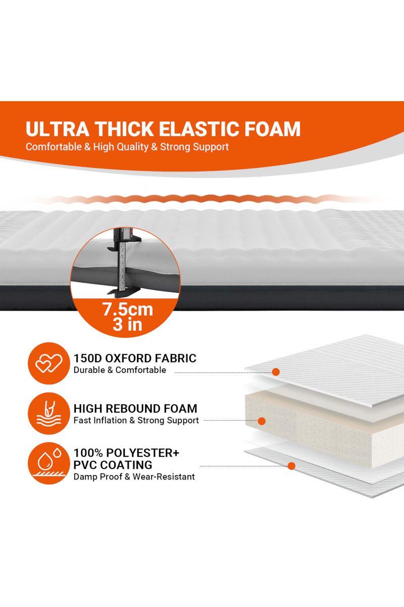 Matelas gonflable double Kingcamp - Gris - Sac transport inclus - 198 x 130 cm 3/5
