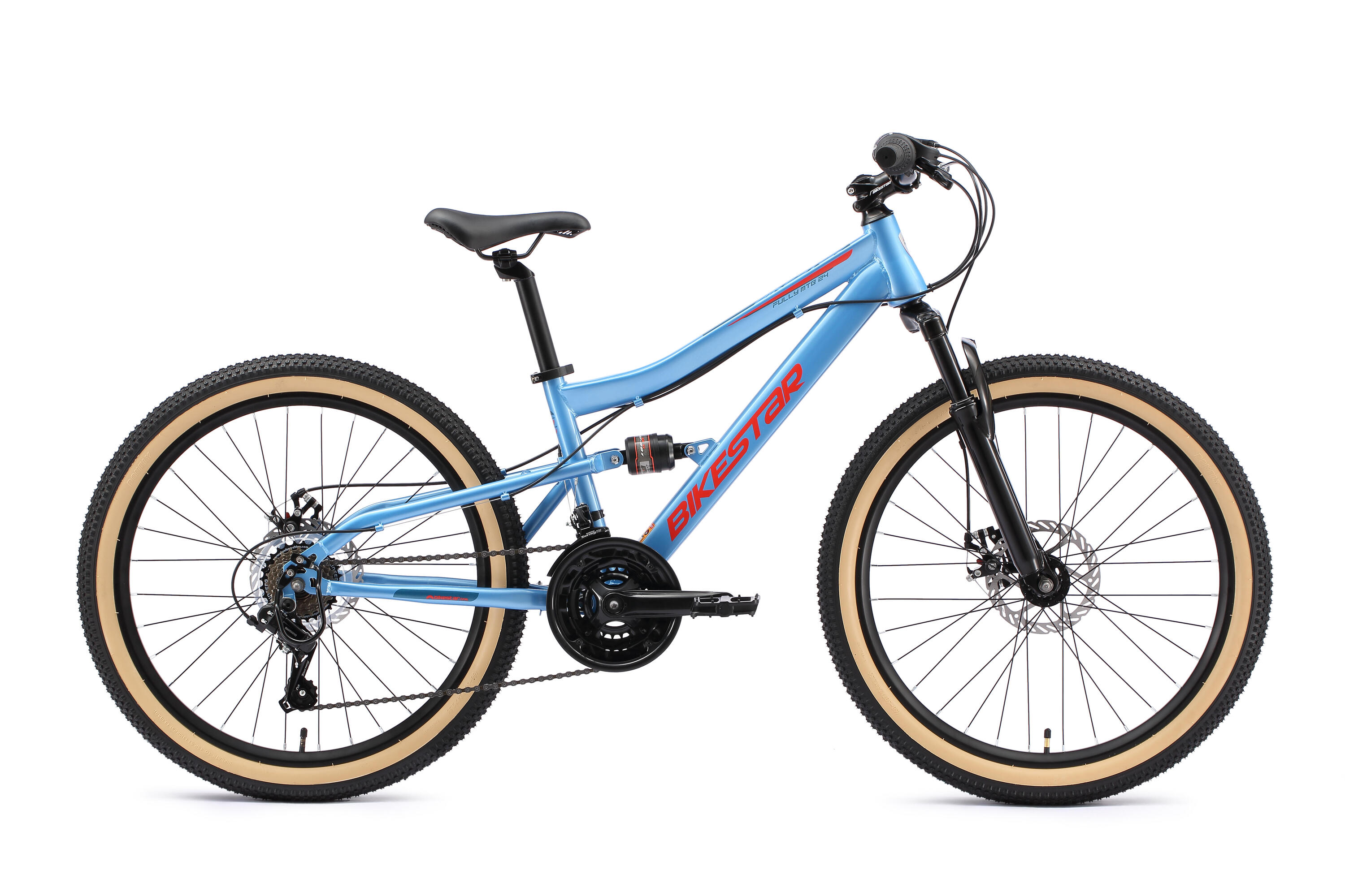 BIKESTAR Bikestar MTB Fully Stahl 21Gang 24Zoll blau/orange