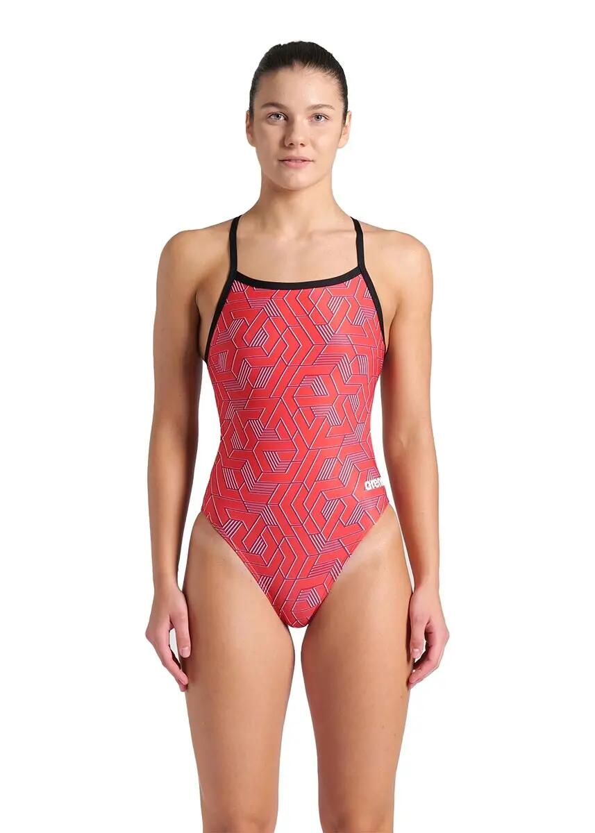 Costume da bagno Arena Escape Challenge Back - Nero / Rosso squadra - Taglia 26 3/6