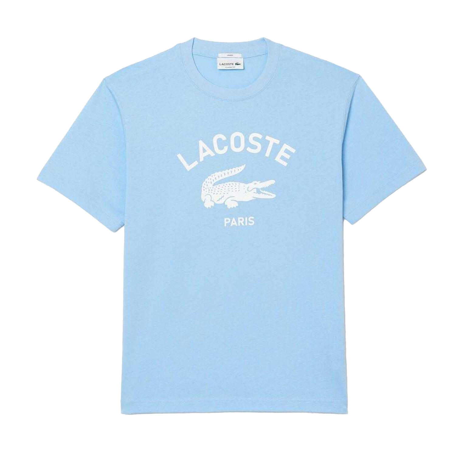 LACOSTE Unisex Adult Printed Signature Cotton TShirt (Light Blue)