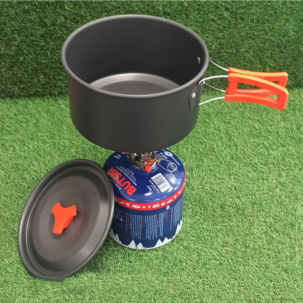 Set de olla, sartén, quemador portátil para cartuchos de gas y otros accesorios 4/8