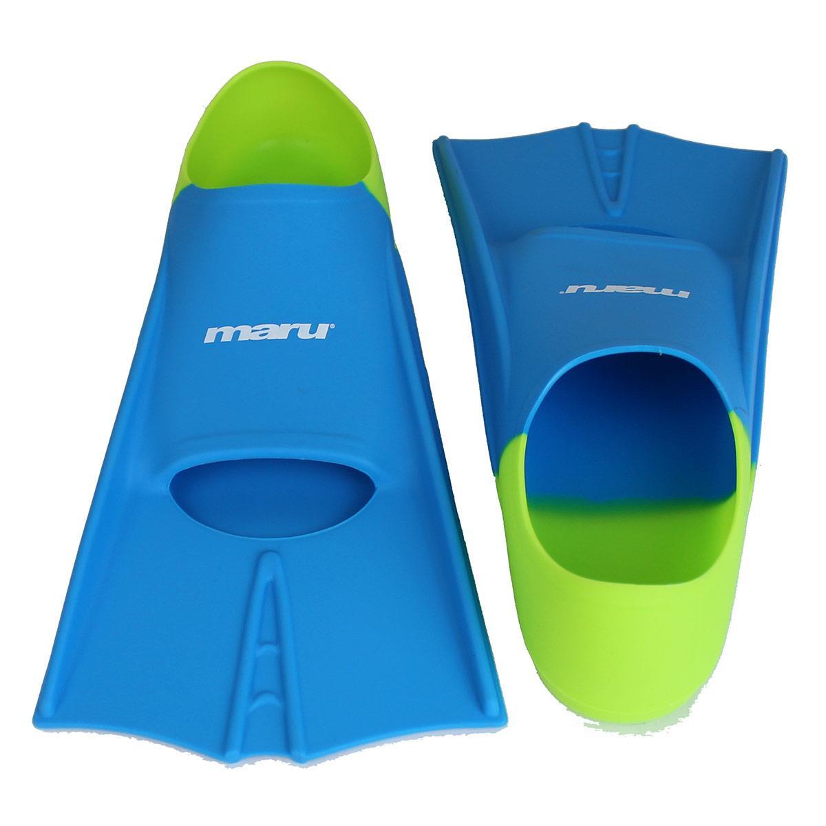 Maru Short Blade Fins - Blauw/Lime - Maat UK 3-5/36-38 3/5