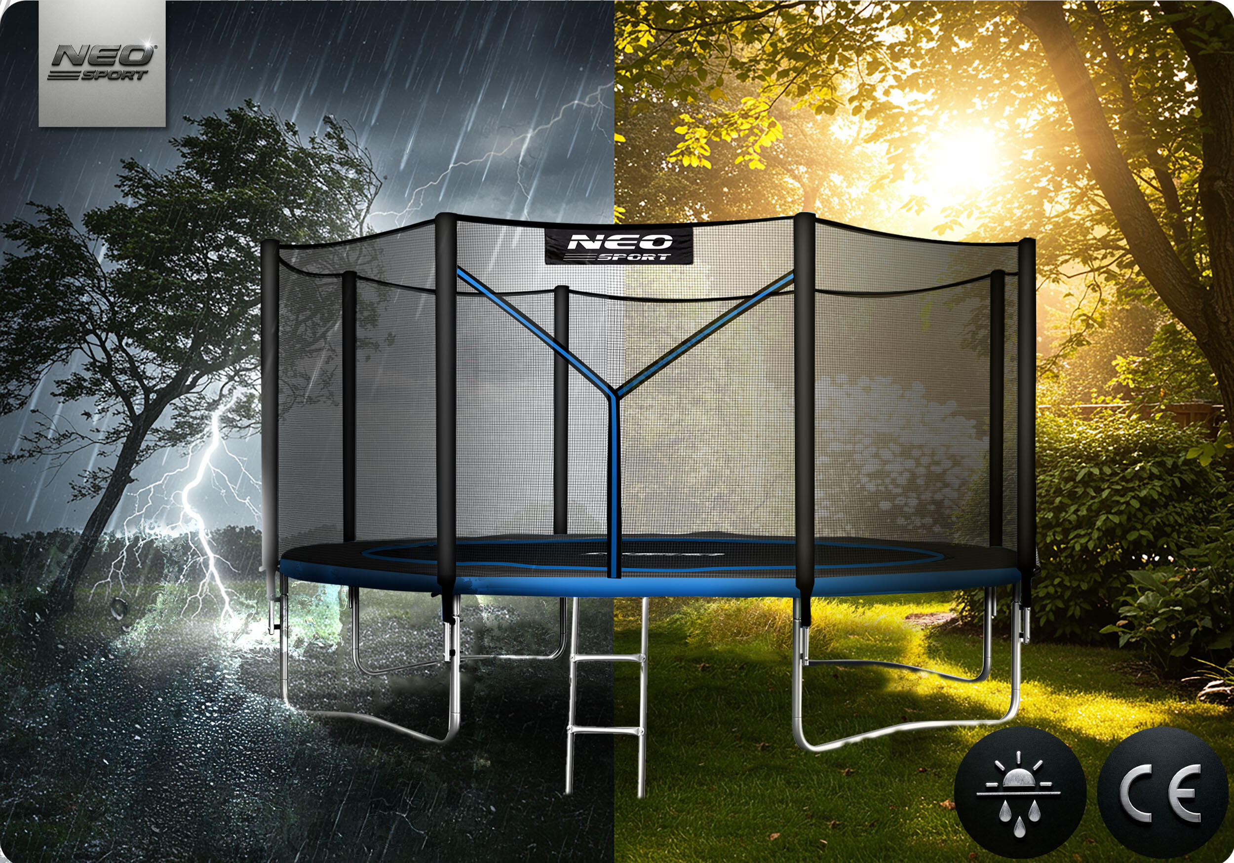 Trampolina ogrodowa z siatką zewnętrzną Neo-Sport 404cm 13ft 7/7