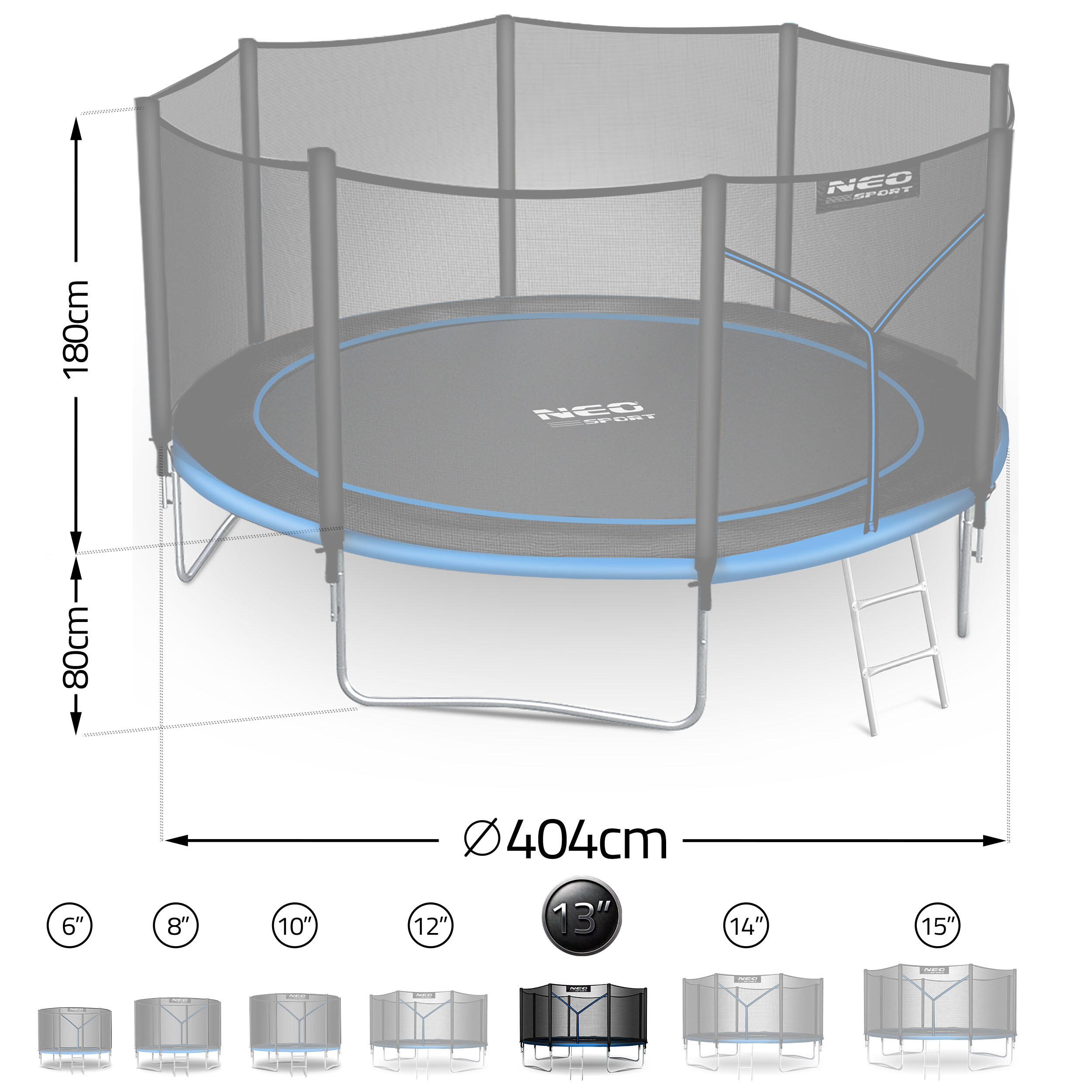 Trampolina ogrodowa z siatką zewnętrzną Neo-Sport 404cm 13ft 5/7