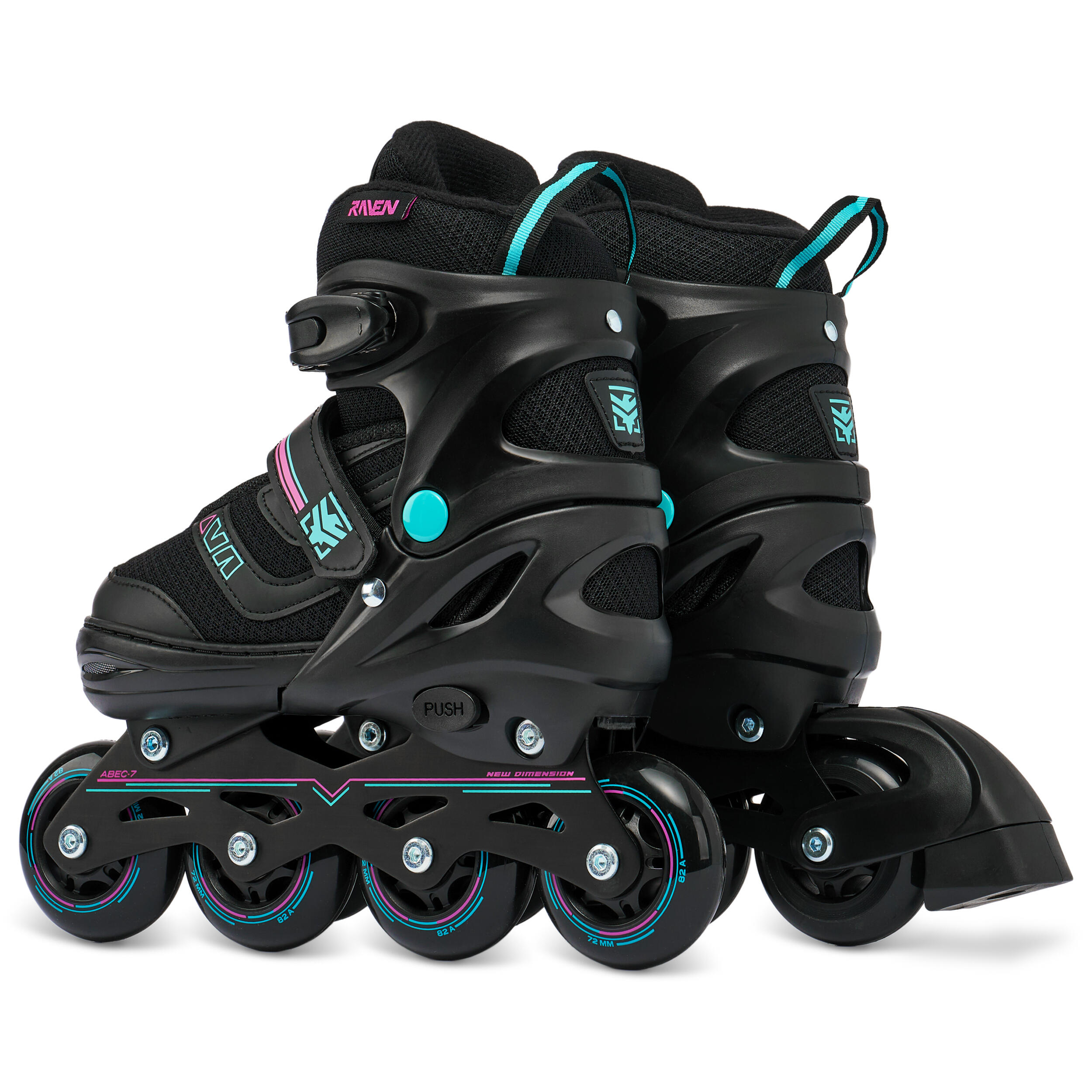 Verstellbare Rollschuhe Schlittschuhe 2in1 Drill Schwarz/Mint/Pink 6/6
