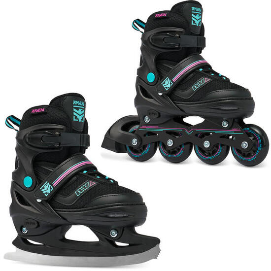 Verstellbare Roller Skates 2in1 Drill Schwarz/Mint/Pink