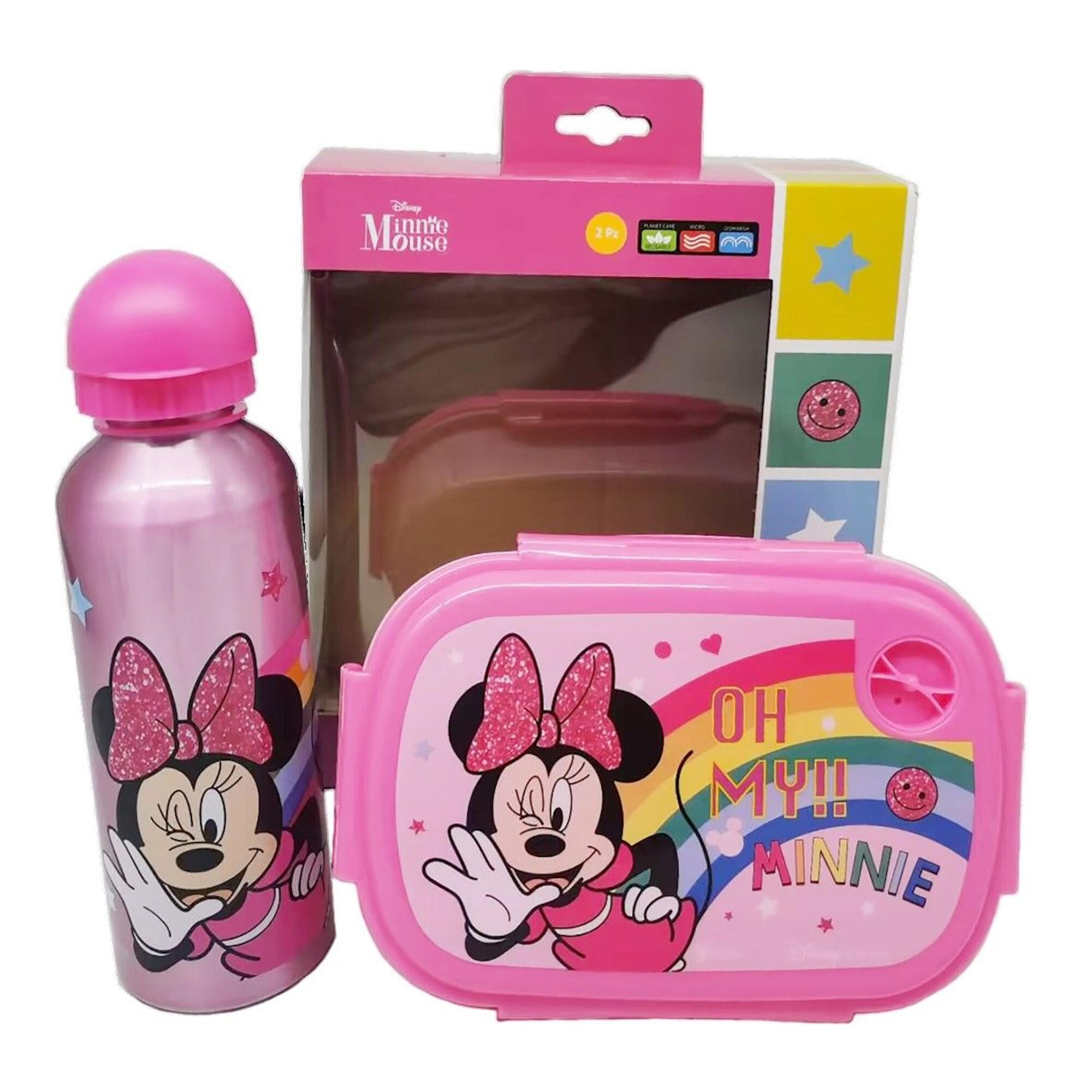 Coffret sandwich Minnie rose pour enfants, porte-collation et bouteille isotherm 2/3