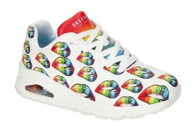 Skechers Uno Schuhe weiß bunt Regenbogen Mund 177084