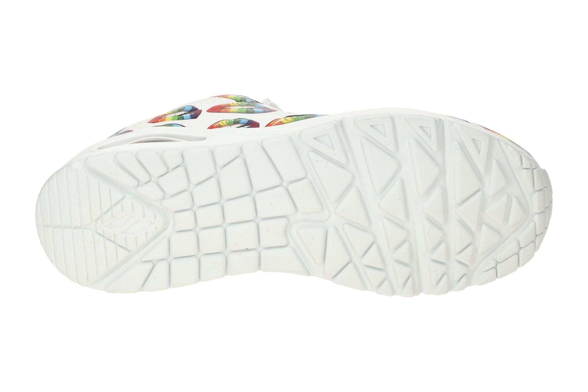 Skechers Uno Schuhe weiß bunter Regenbogen Kussmund 177084 7/7