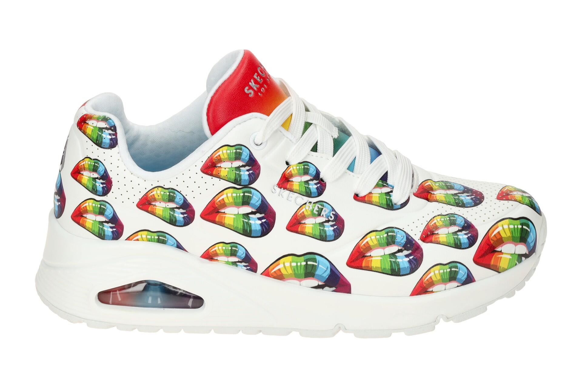 Skechers Uno Schuhe weiß bunter Regenbogen Kussmund 177084 2/7