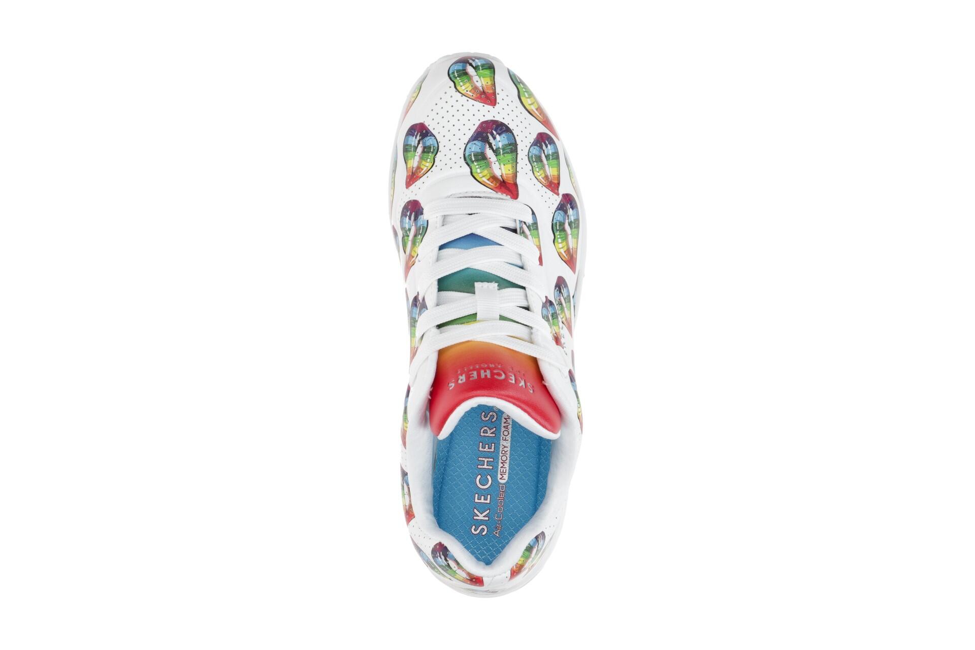 Skechers Uno Schuhe weiß bunter Regenbogen Kussmund 177084 6/7