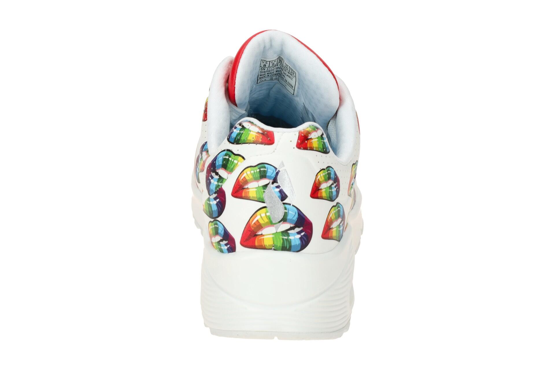Skechers Uno Schuhe weiß bunter Regenbogen Kussmund 177084 5/7