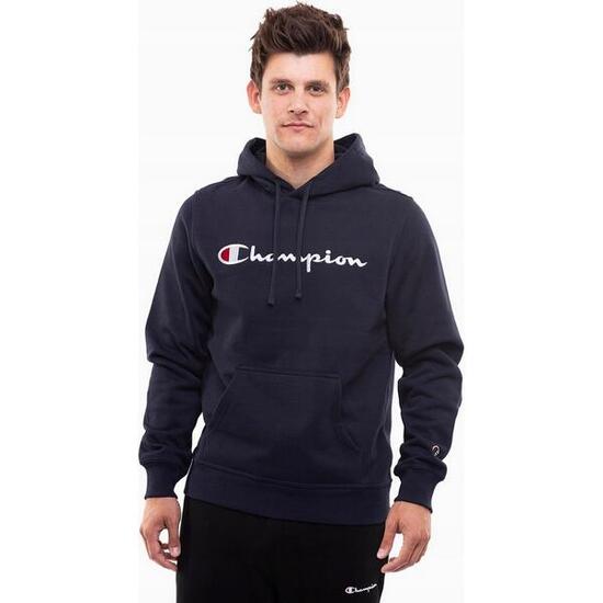 Felpa Con Cappuccio Scritta Logo Uomo Champion Blu Navy