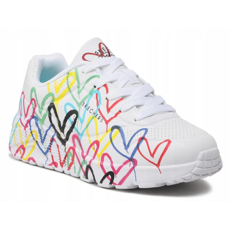 Buty damskie SKECHERS UNO LITE 314064L-WMLT białe w serca sportowe 36
