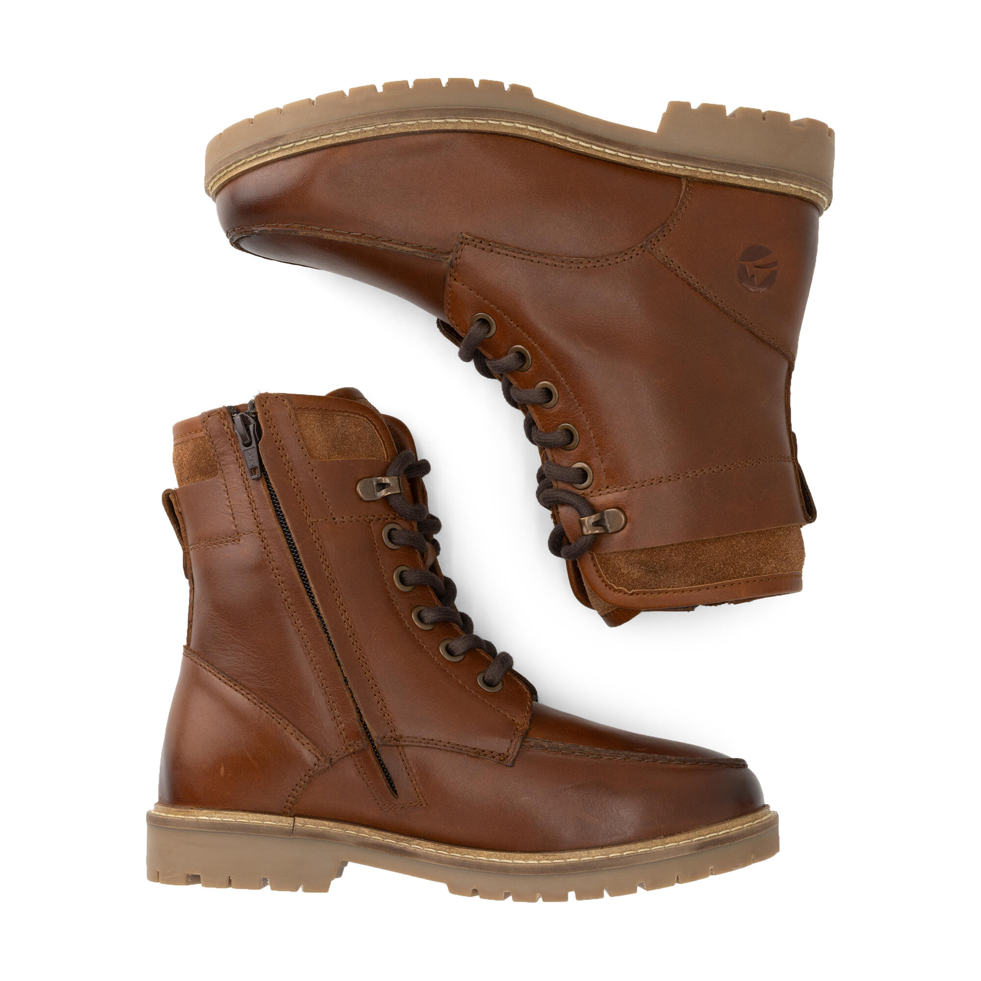 Tronstad Femmes - Bottines à lacets - Doublées de laine - Cognac 4/6