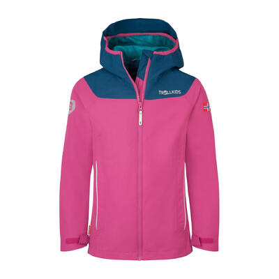 Kinder Regenjacke Bergen Aqua Nebel/Hafenblau/milder Pfirsich