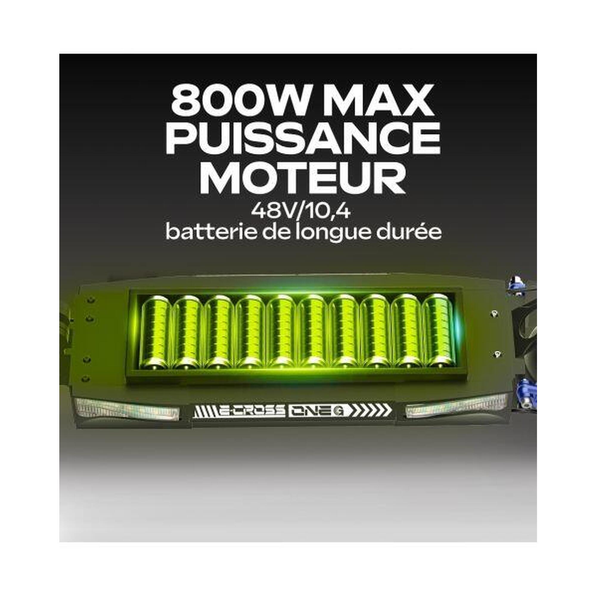 Trottinette électrique puissante toutterrain  ECross Pro  Bleu 800W, autonomie