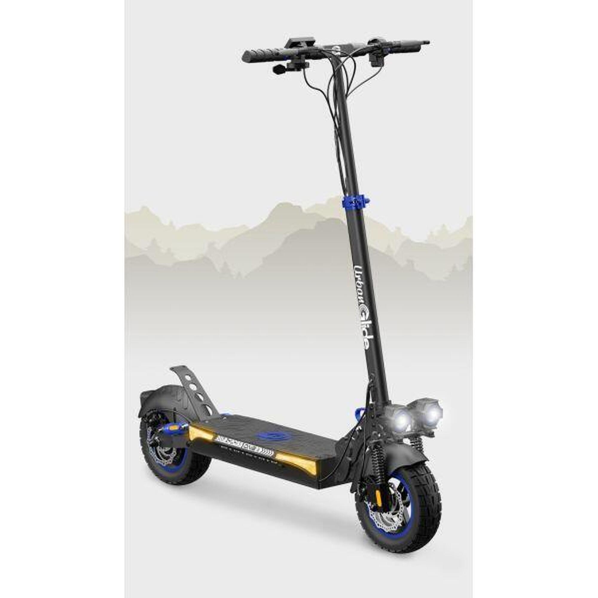 Trottinette électrique puissante toutterrain  ECross Pro  Bleu 800W, autonomie