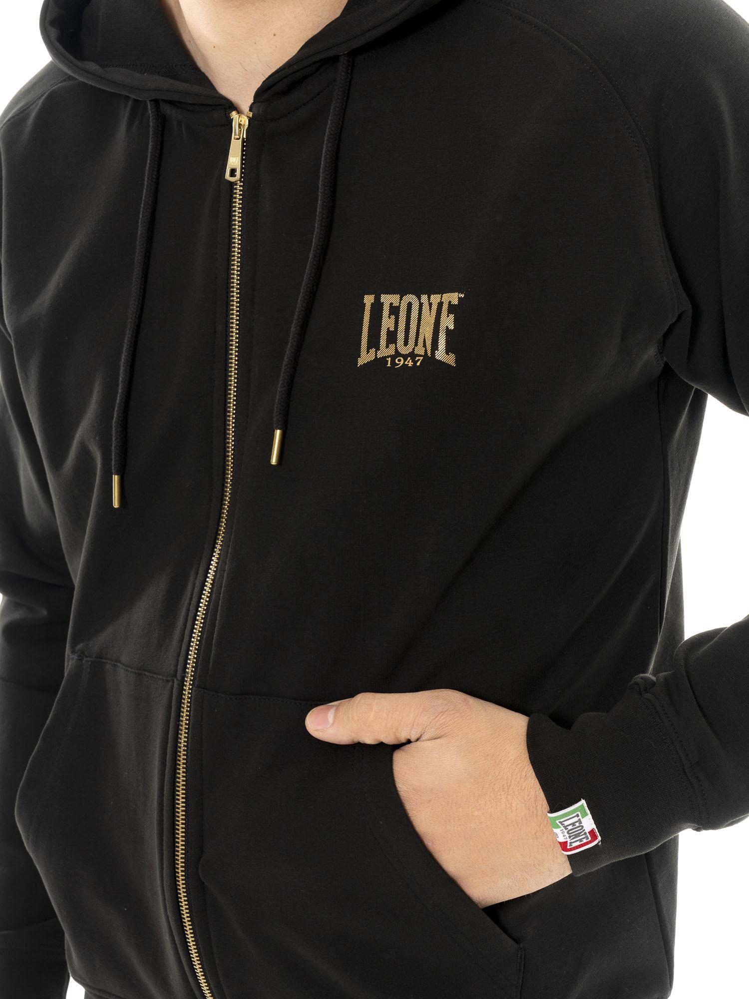 Sudadera de hombre de algodón no perchado con capucha Leone Stripe Gold 3/5