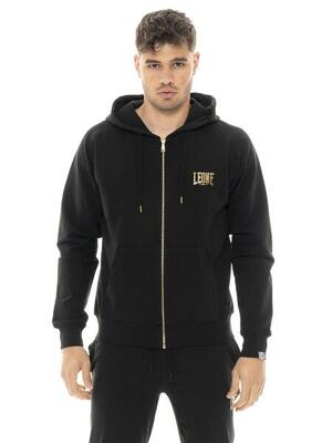 Felpa da uomo in cotone non garzato con cappuccio Leone Stripe Gold