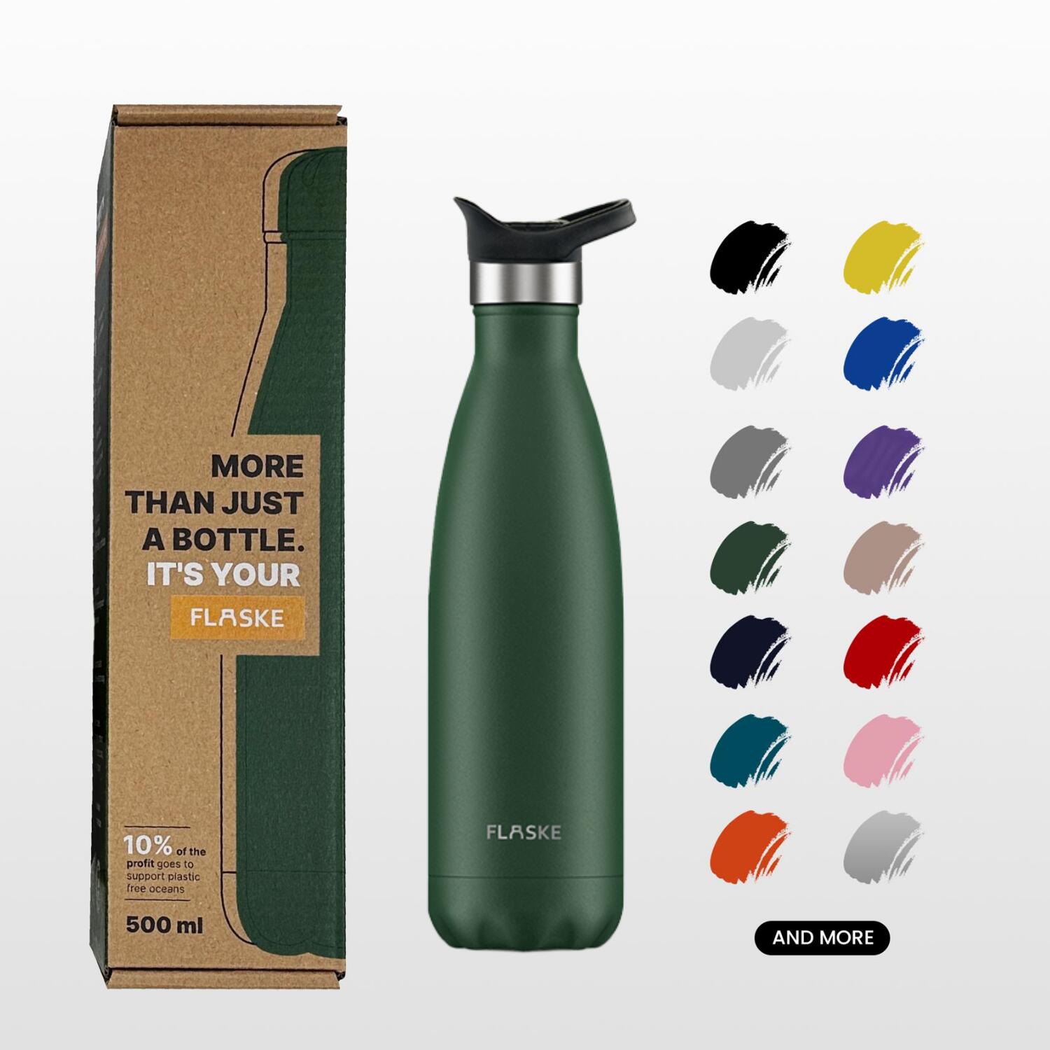 FLASKE Sports Bottle 500ML / Moss 2/4