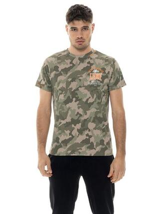 T-shirt militaire Leone 1947 pour homme, manches courtes, camouflage, en coton.