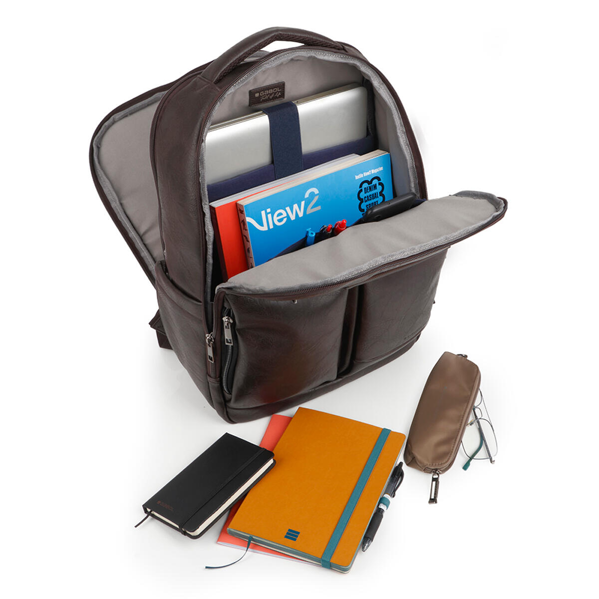 Mochila para portátil Gabol Command de piel sintética con acople para maleta 6/6