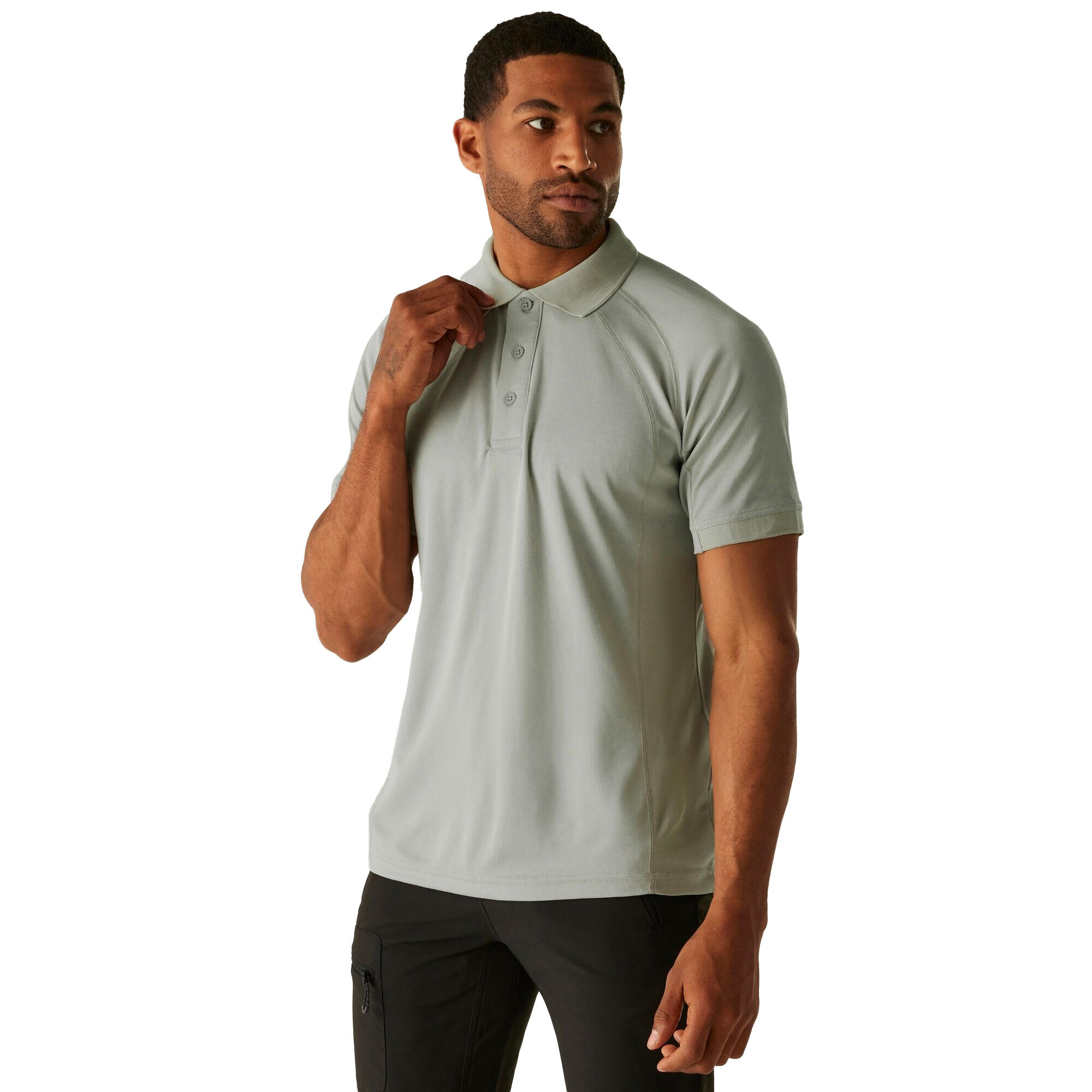 Professional Mens Coolweave Short Sleeve Polo Shirt (Silver Grey) 4/5