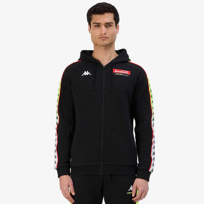 Felpa con cappuccio e zip da uomo in cotone nero da moto