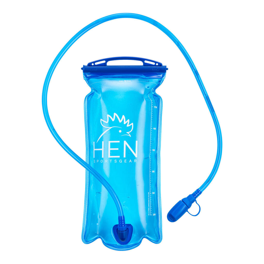 Water bag with hose,  hydration reservoir for trail running, 2 liters