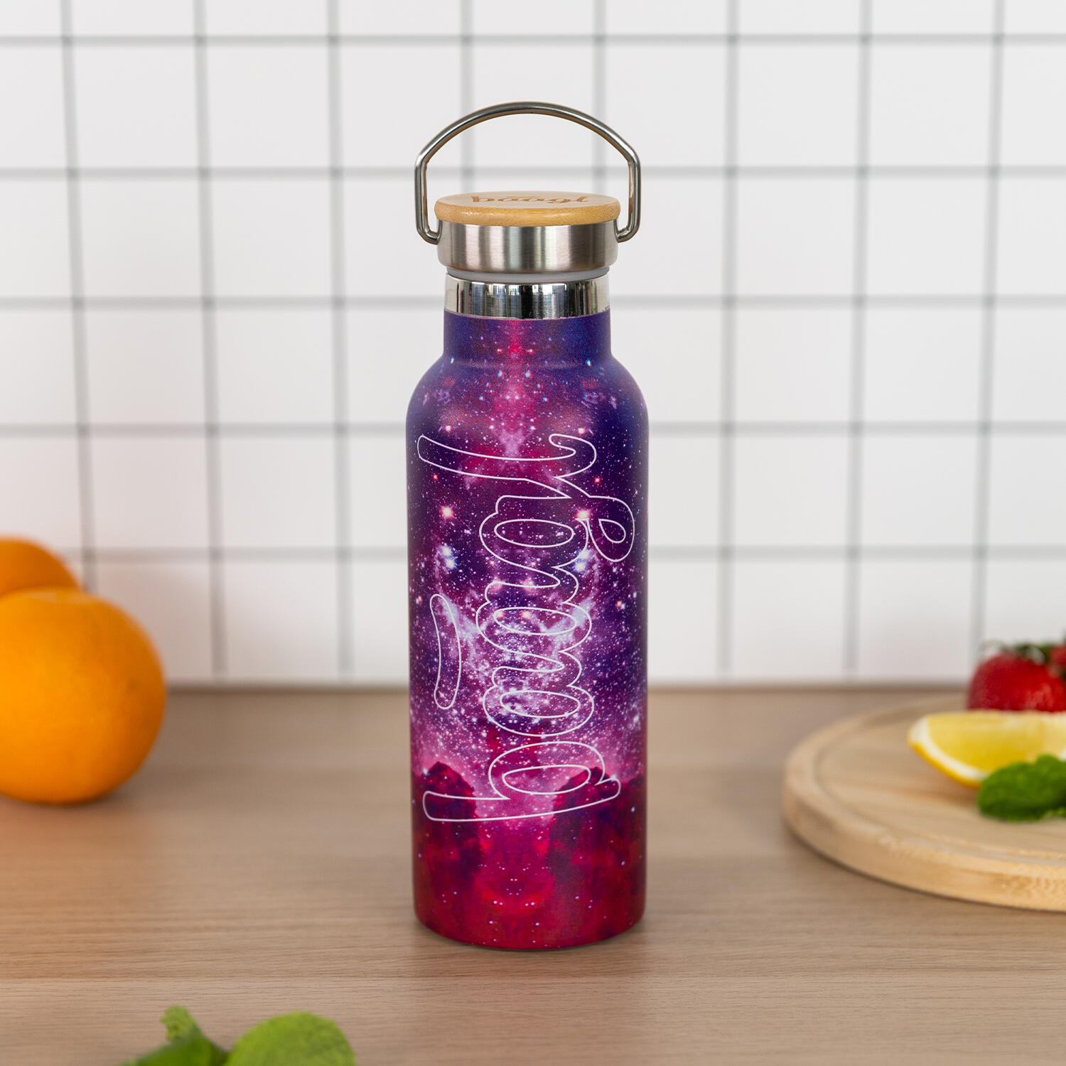 Thermoflasche mit Bambusdeckel Galaxy, 500 ml 5/6