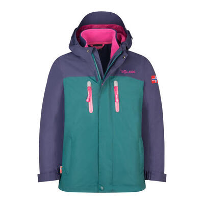 Mädchen 3-in-1-Funktionsjacke Bryggen Helle Beere/Dunkeltürkis/Madeira blau