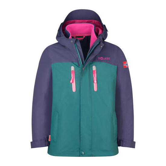 Mädchen 3-in-1-Funktionsjacke Bryggen Helle Beere/Dunkeltürkis/Madeira blau
